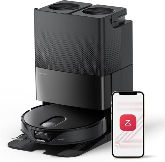 roborock Qrevo Slim Robot Vacuum and Mop Combo, 8.2cm Ultra-Slim, 3D Sensing Tech, Advanced Obstacle Recognition, Powerful Suction, FlexiArm Side Brush & Mop, Auto Mop Washing & Drying, Self-Emptying