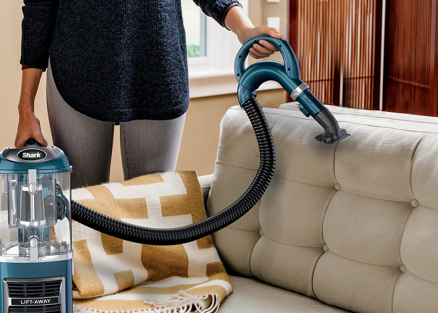 Shark Upright Vacuum, Navigator Lift-Away with Self-Cleaning Brushroll, HEPA Filter, Swivel Steering, Upholstery Tool & Pet Crevice Tool, Perfect for Pets & Multi-Surface, Teal, ZU503AMZ